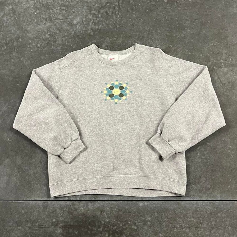 Vintage Nike Gray Crewneck Sweatshirt XL Center Swoosh Graphic